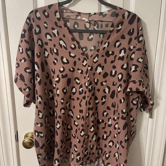 Jodifl leopard print top in mauve, M - Picture 1 of 3